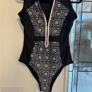 Black and White Womens One Piece Swimsuit